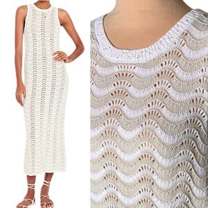 Old Navy Crochet Midi Dress Sea Salt Cream Chevron Size XL Boho Beachy Festival
